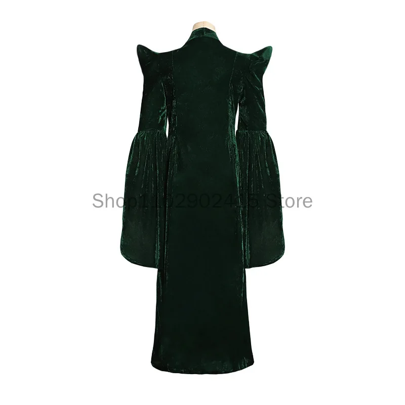 High Quality Professor Minerva McGonagall Cosplay Costume Dress Green Cape Velvet Role Play Cloak