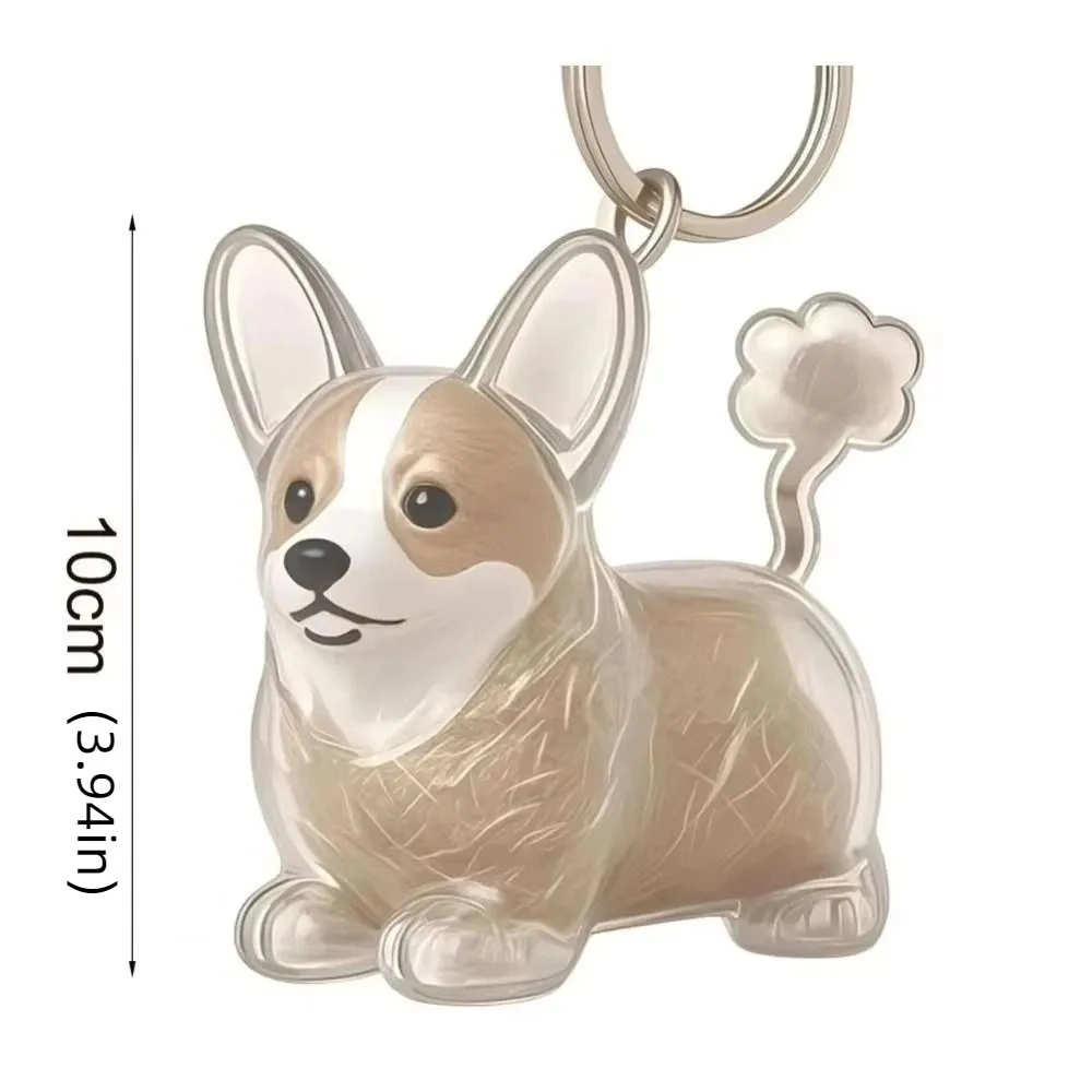 Cute Cartoon Dog Hair Storage Box & Transparent Keychain - DIY Handmade Acrylic Puppy Pendant
