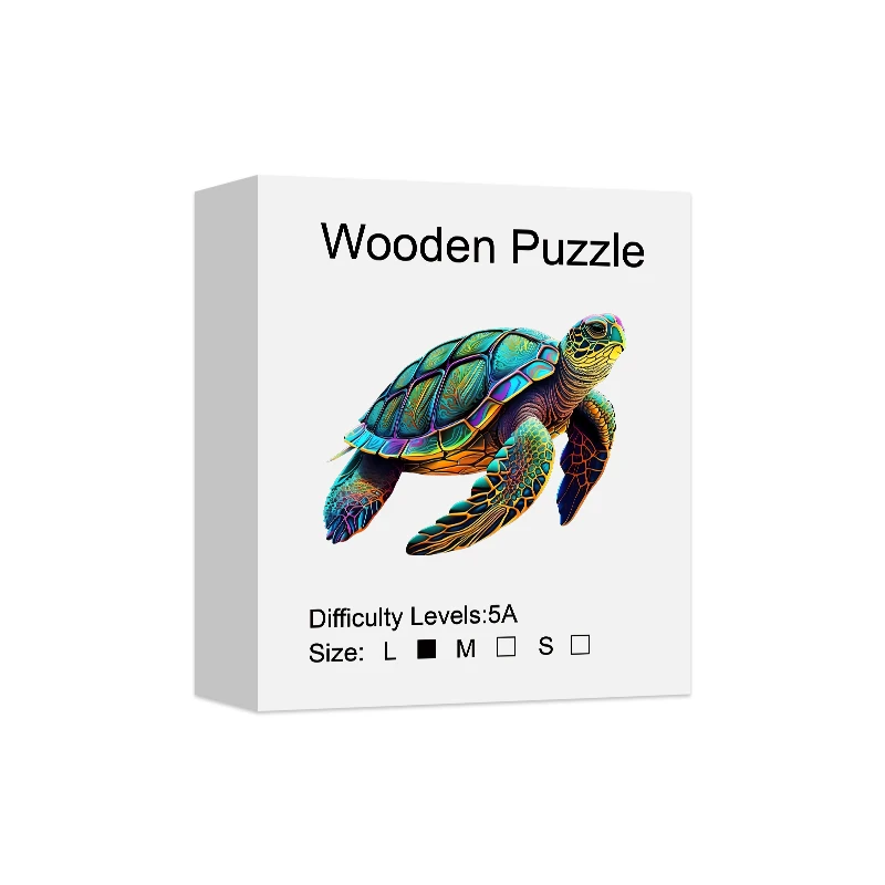 Leodozzio Puzzle In Legno Tartaruga Marina - 200 Pezzi Unici - Forma Speciale - 20x29 Cm - Spessore 5 Mm - Regalo Per Adulti E Famiglie