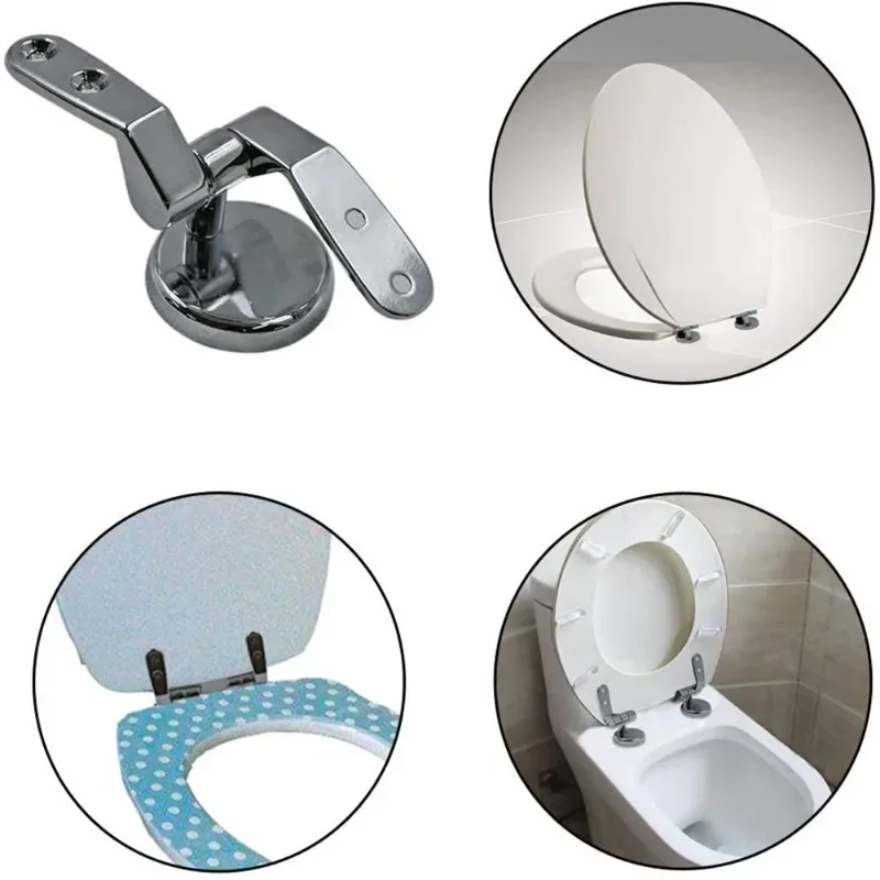 2pcs Toilet Seat Hinges Zinc Alloy Toilet Cover Mounting Connector Lid Hinge Fittings Replacement Bathroom Accessories