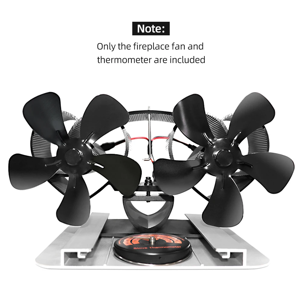 Black Fireplace Fan With 10 Blades Heat-powered Stove Fan No Battery or Electricity Required Log Wood Burner Eco Quiet