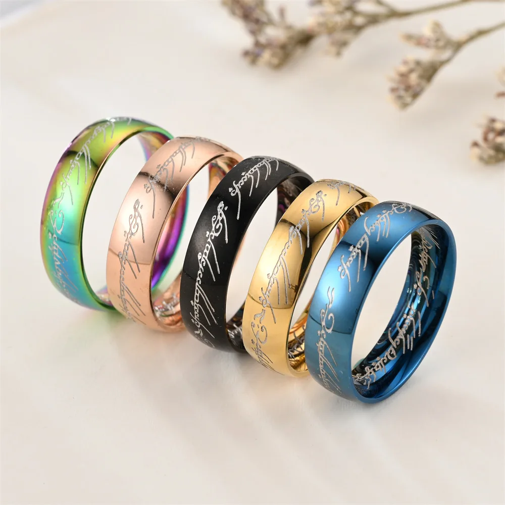 Stainless Steel Jewelry Ring Of Power Elf Bilbo Baggins Gollum Tolkien Letter Wizard Size 6-13 stainless steel ring