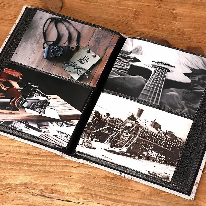 6 Inch 200 Pictures Storage Photo Album Canvas Tether Scrapbook Couple Wedding Anniversary Album Family Photo Children Gift photo album