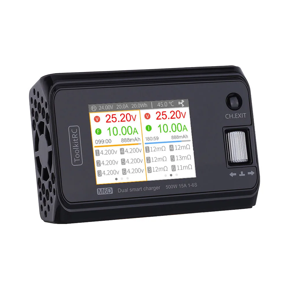 오리지널 ToolkitRC M6D DC 듀얼 채널 미니 스마트 충전기 방전기, 1-6S Lipo 배터리 FPV 모델 예비 부품, 500W