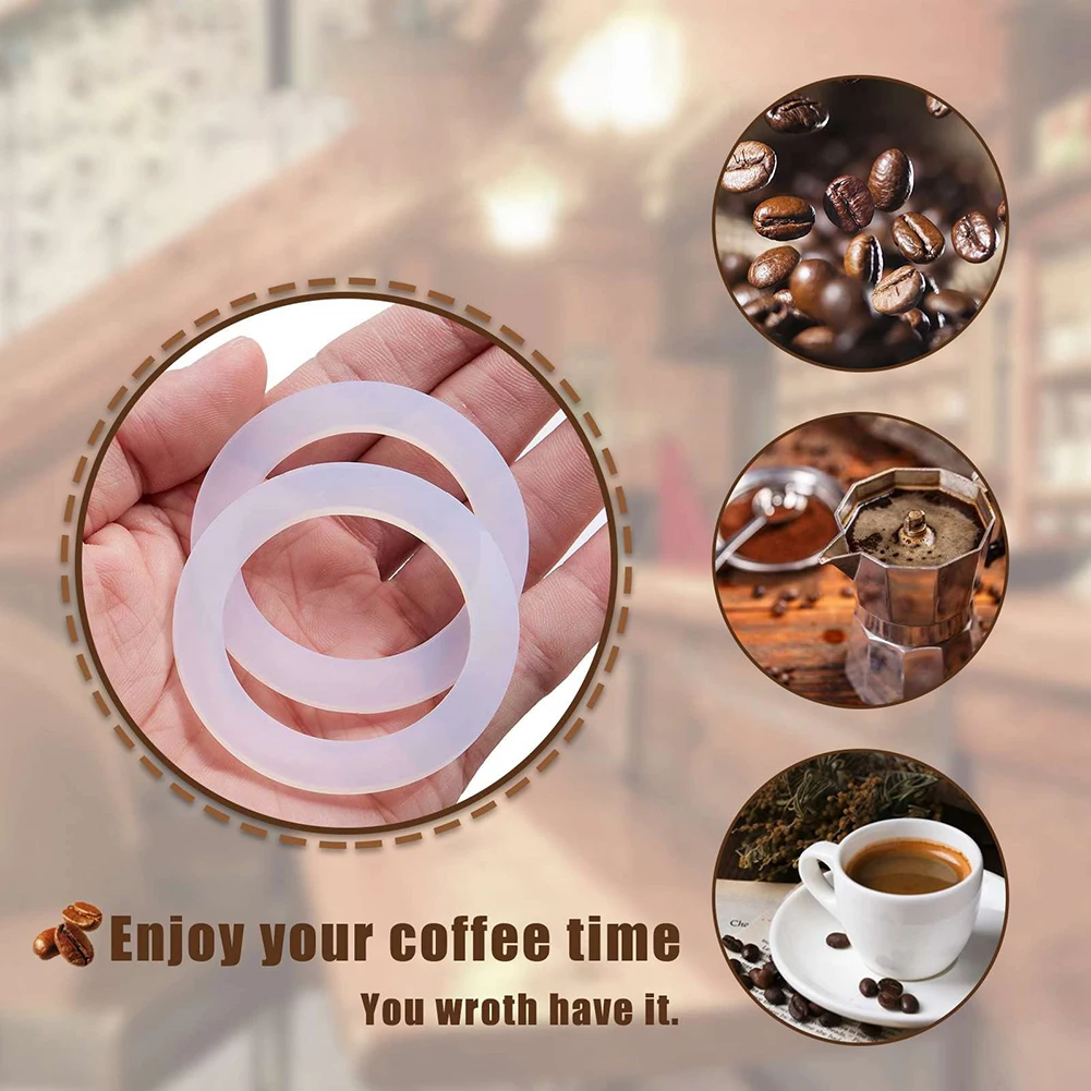 Description Picture 2 of item2pcs White Silicone Washers Espresso Pot Maker Cups Sealing Ring Silicone Coffee Special Sealing Rings For Moka Pot 2/4/6/9 Cup