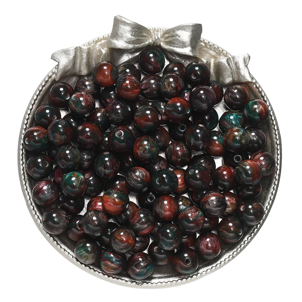 Glitter Cat Eye Resin Beads - Round Loose Beads