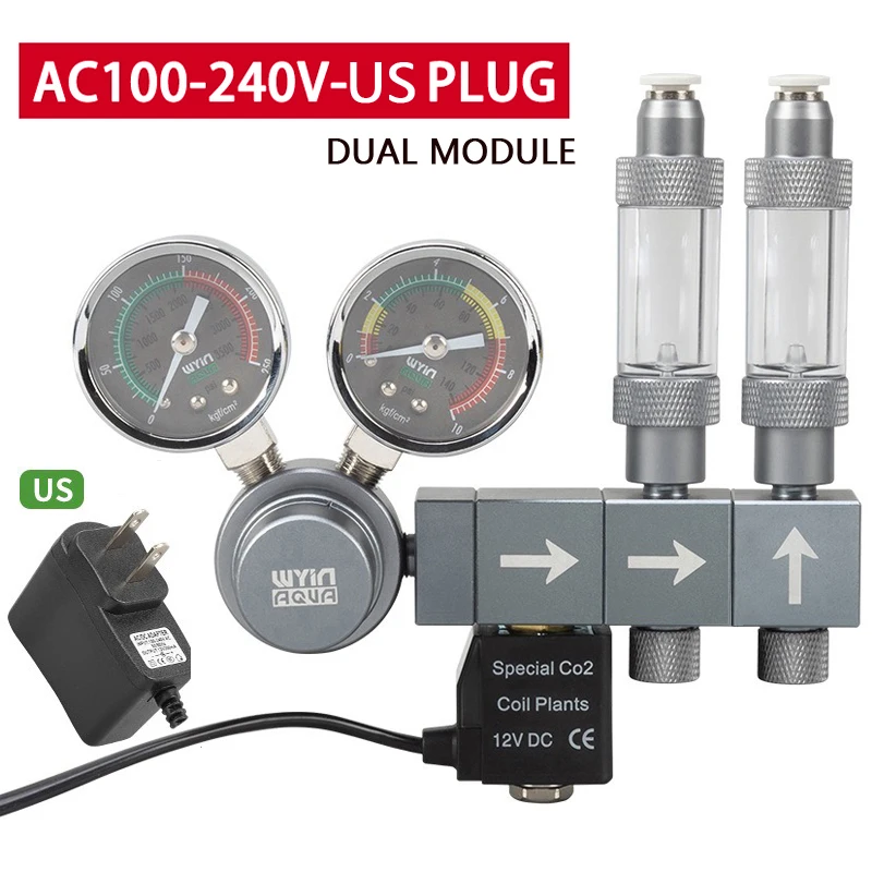 Premium Aquarium CO2 Regulator with Electromagnetic Valve and Bubble Gauge
