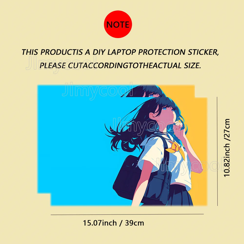 2 조각 Janpanese Anime Young Girl 비닐 노트북 스티커 HP Lenovo Apple ASUS 용 자체 접착 케이스 데칼 설치가 용이함