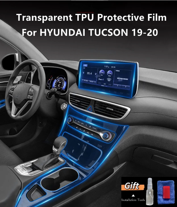 For HYUNDAI TUCSON 19-20 Car Interior Center Console Transparent TPU Protective Film Anti-scratch Repair Film Accessories Refit