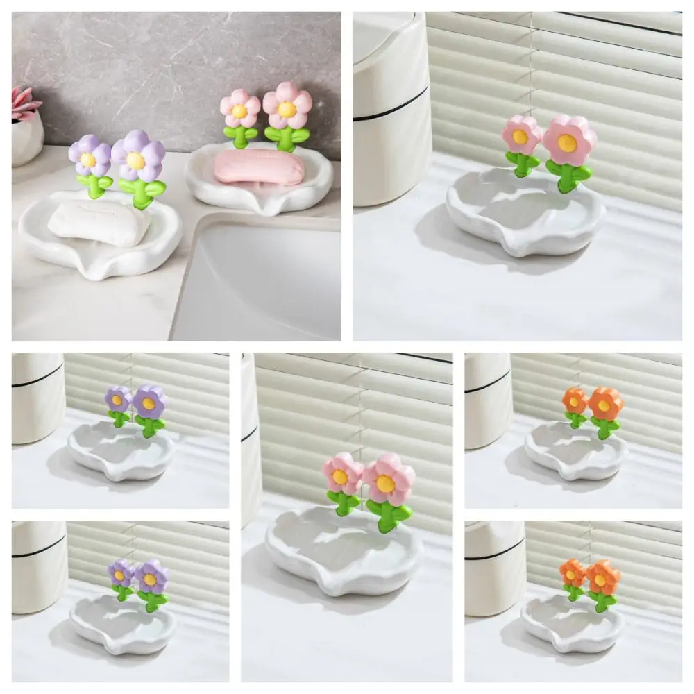 

Self Draining Ceramic Soap Dishes No Water Accumulation Flower Shape Soap Holder No punching Extend Soap Life Soap Box