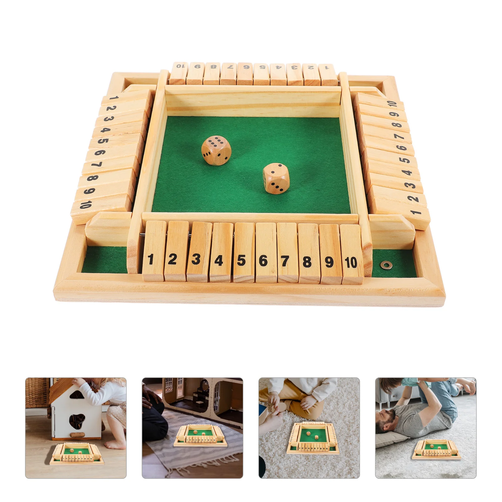 Four Sided Numbers Shut The Box Board Game Wooden Flaps Dice Game Toys Party Club Entertainment For Adults Families