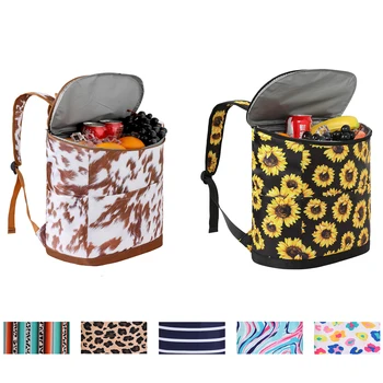 Insulated Cooler Backpack Women Men Cooler Bag Thermal Food Lunch Large Nylon Leopard Waterproof Leakproof Portable Travel Cans