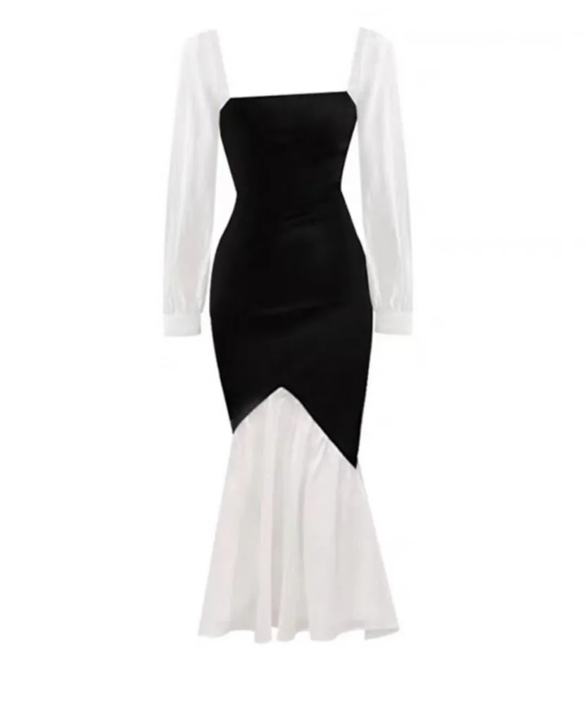 chinese dress ladies White lace fishtail dress - Long Sleeve Midi Elegant Fit main image 1