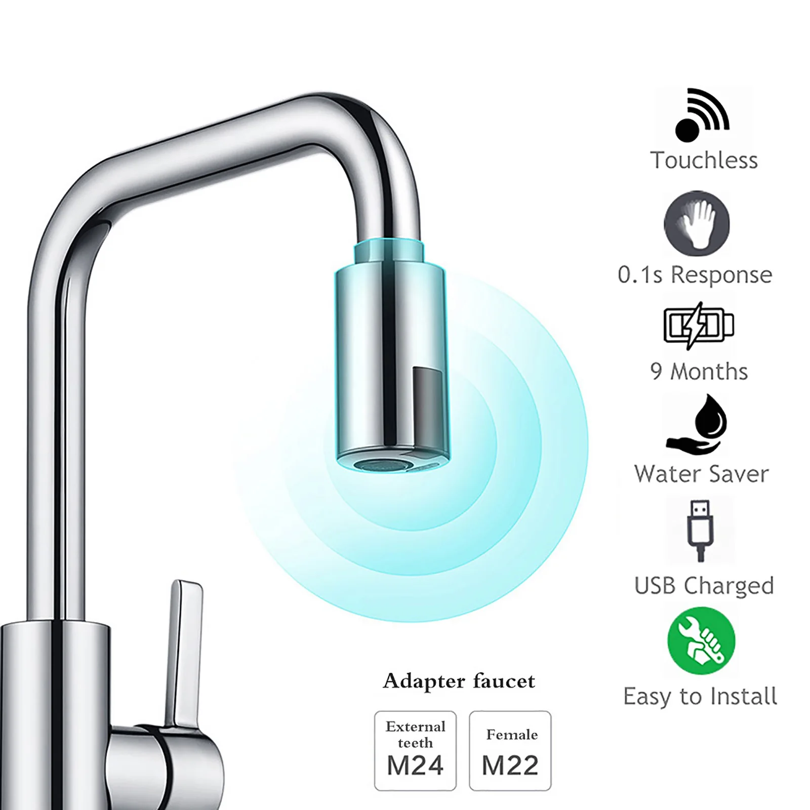 Smart Touch Kitchen Faucets Intelligent Sensor Non-Contact Faucet  Adapter Smart Faucets Nozzle kitchen faucet  Accessories