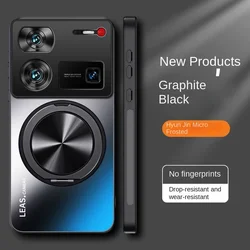 Hard Matte Magnetic Protective Back Cover Case with Ring Stand for ZTE nubia Z60S Pro (Black)