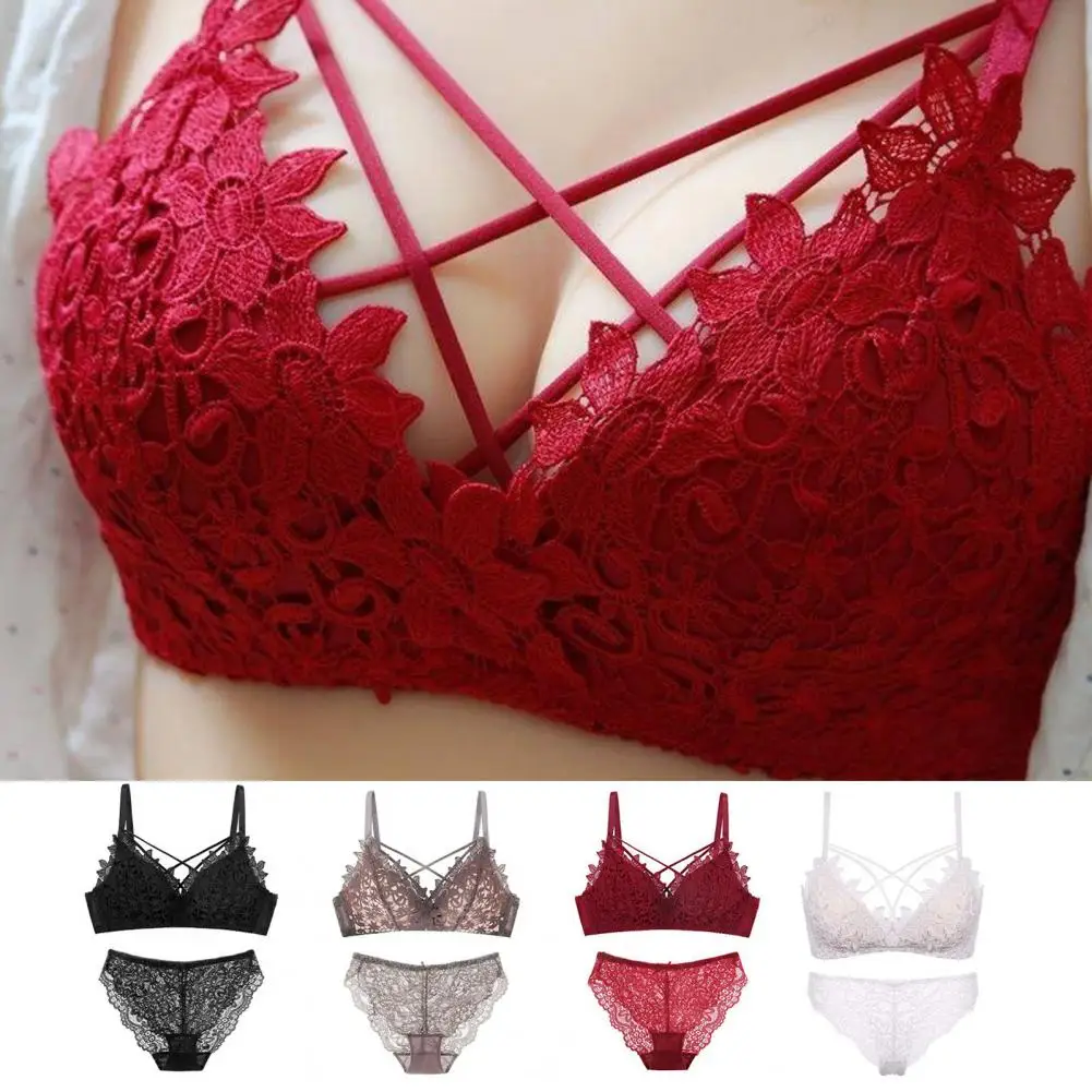 4 Pieces Women Artsy Flower Embroidery High Waist Underwear