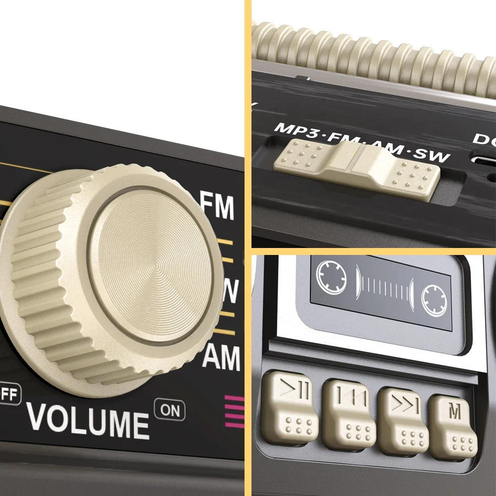 Radio Portatile Solare Bluetooth Con FM/AM/SW, Altoparlante, Lettore MP3 E Batteria Ricaricabile
