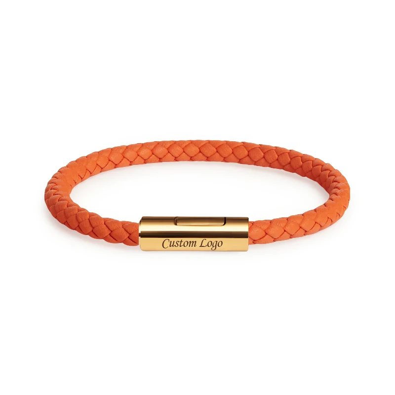 Classic Designer Men Women Leather Bracelet Stainless Steel Button Hand-woven Female Jewelry 15 Colors leather bracelet