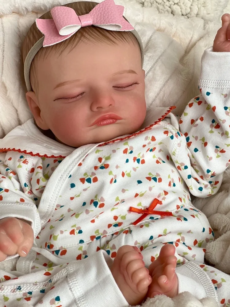 

50cm Reborn Dolls Rosalie Realistic Real Looking Sleeping Newborn Reborn Baby Girls Dolls Hand-Drawing Hair