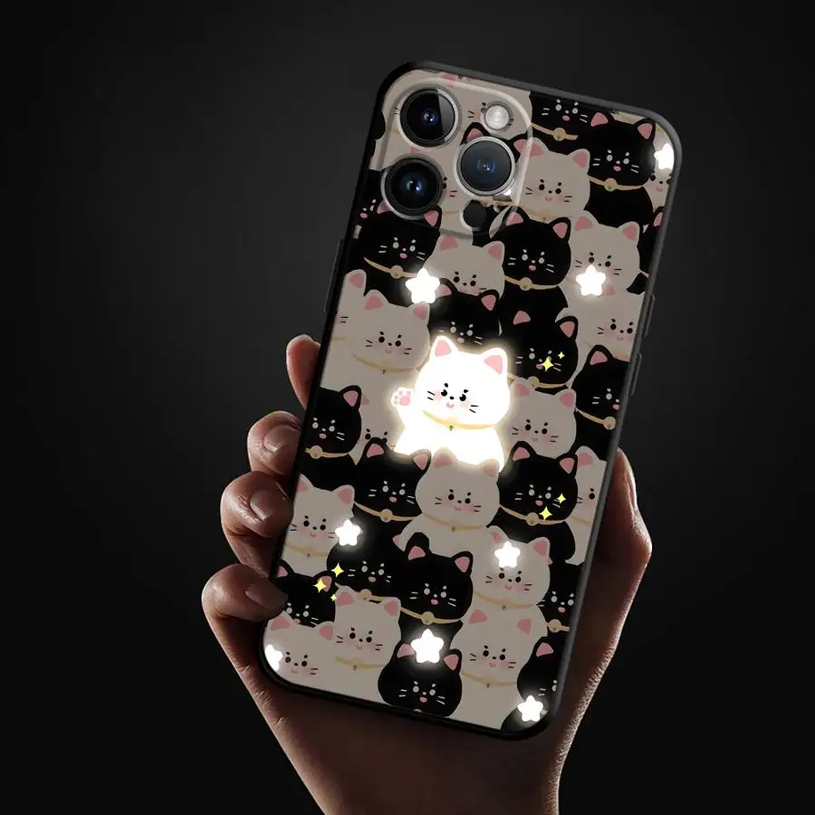Cartoon Cat and Dog Matte Black Soft Phone Case