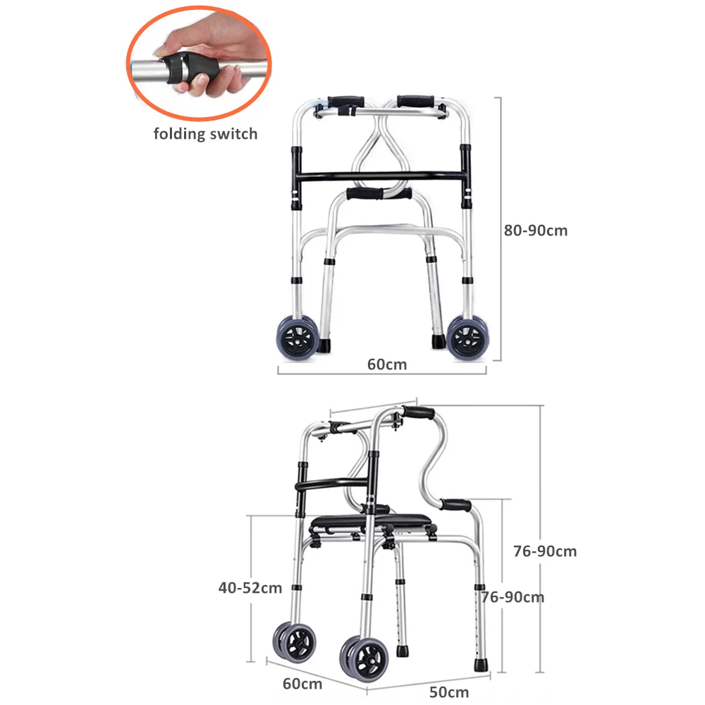 JayCreer Folding Walker With Wheels