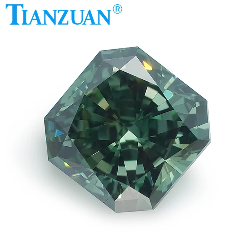 

Lab Grown Diamond HPHT 1CT Radiant Cut Fancy Vivid Green Color VS1 2EX Loose Gemstone Bead with GEMID Certified