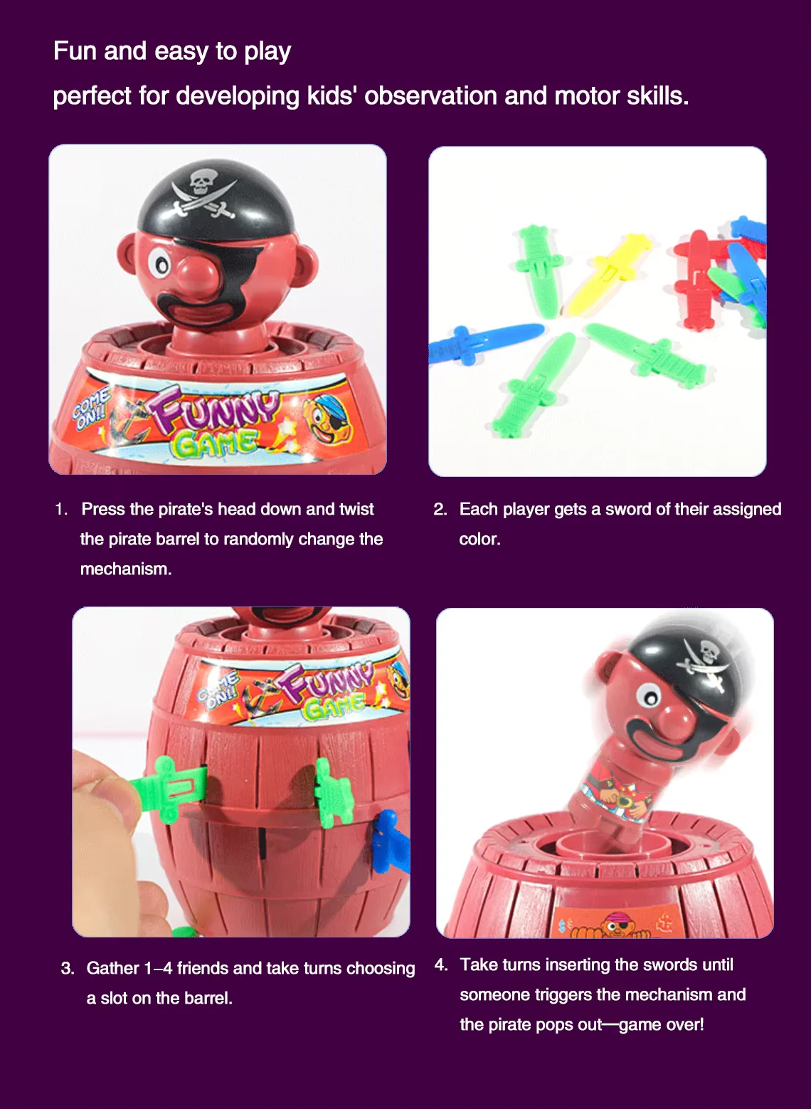 Children's Interactive Prank And Spoofing Puzzle Toys Pirate Bucket Sword Into The Barrel Bounce Game Holiday Funny Gifts prank toys