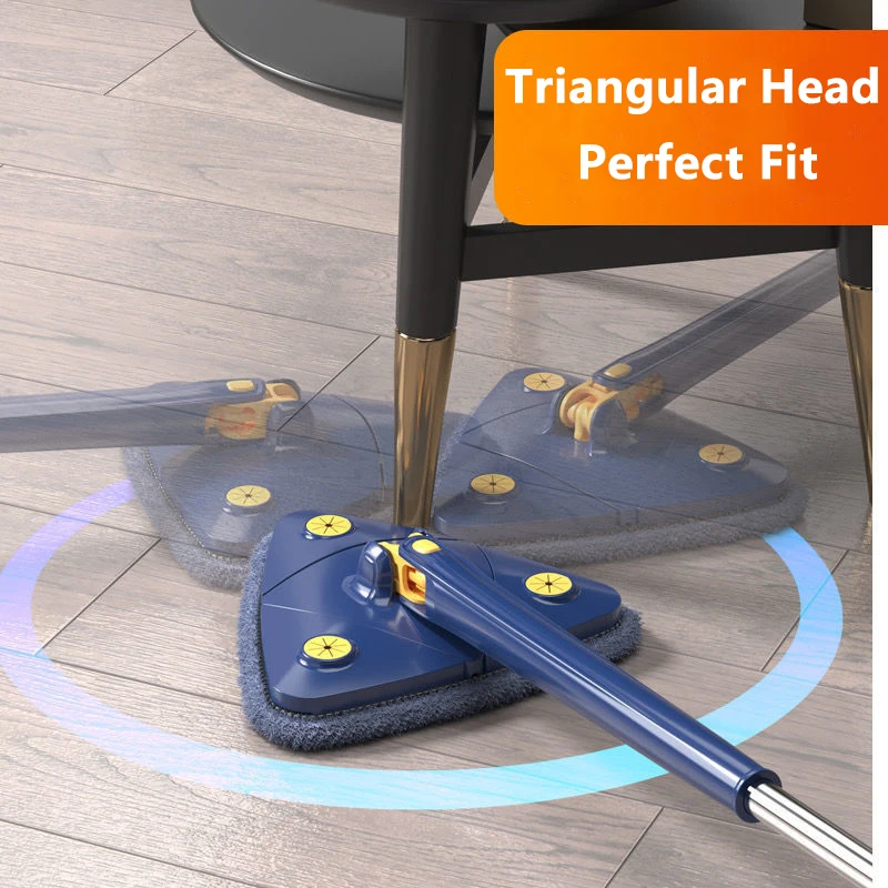 Triangle 360 Cleaning Mop Telescopic Household Ceiling Cleaning Brush Tool Self-draining To Clean Tiles and Walls