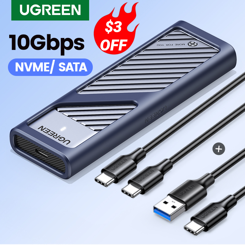 UGREEN M2 SSD Case M.2 NVMe SATA SSD Enclosure Adapter 10Gbps USB 3.2 Gen2 USB C External Enclosure Supports M and B&M Keys