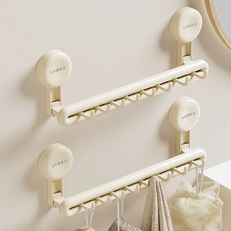 UFORU Bathroom towel rack Perforation-free wall hanging suction cup advanced sense bathroom wall hanging towel rack storage rack 3