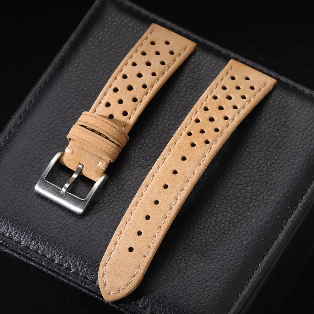 Genuine Cowhide Leather Strap - Soft Breathable Retro Wristband 18mm 20mm 22mm