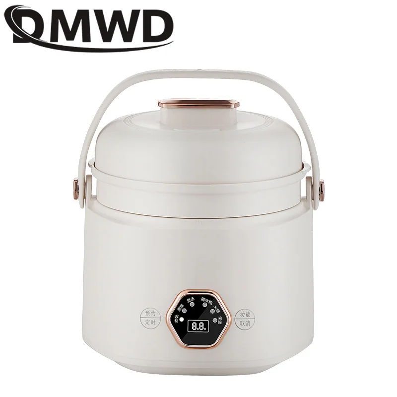DMWD Electric Slow Cooker Ceramics Water Stew Pot Mini Baby Food Porridge Breakfast Stew Soup Boiler Reservation 1200ml