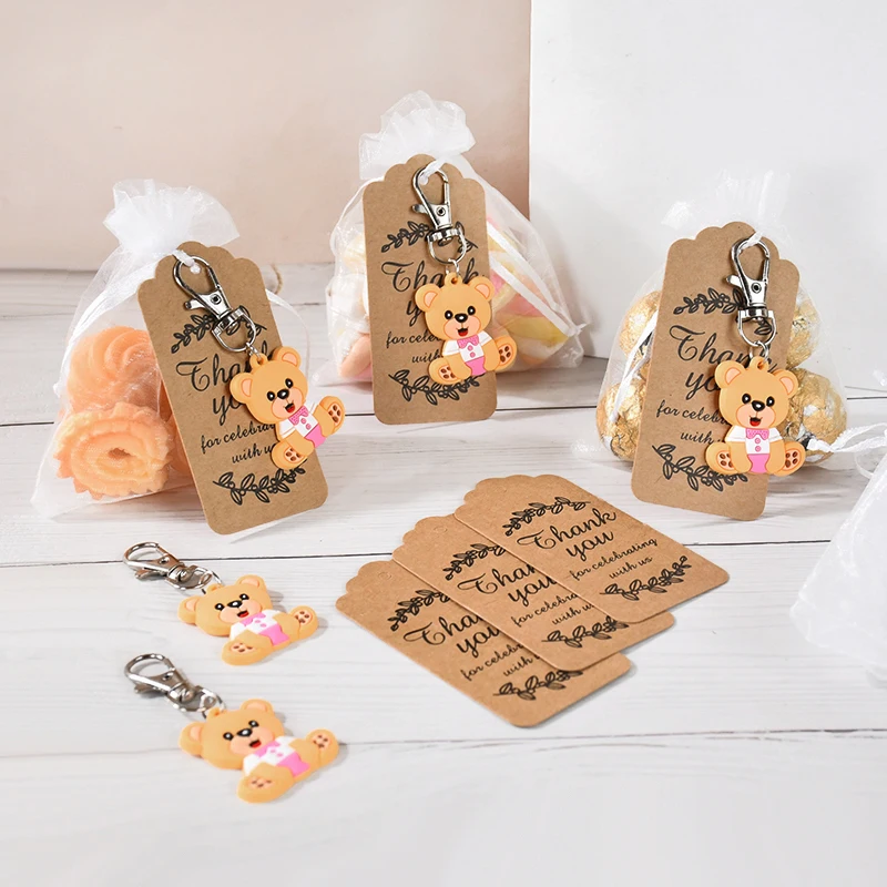 10–30 Sets Babyparty-Souvenir-Organza-Geschenkbeutel mit Dankeschön-Tag, Bären-Schlüsselanhänger, Mädchen, Jungen, Geschlecht offenbaren, Geburtstagsparty-Gefälligkeiten – Detail 10