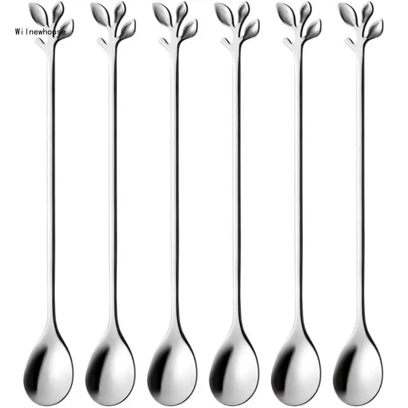 

for Creative Stainless Steel Spoon Leaf Teaspoon Coffee Spoon Christmas Gi Dropship