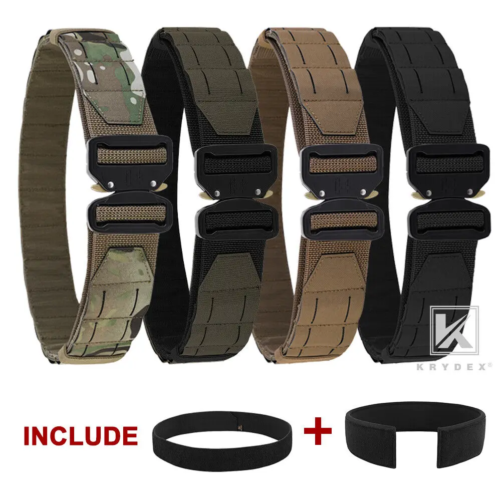 

KRYDEX 2 Inch Tactical Belt Quick Release Duty Shooting 3 IN 1 Belt Laser MOLLE Padded Waistbrand Load Bearing Men Combat Belt