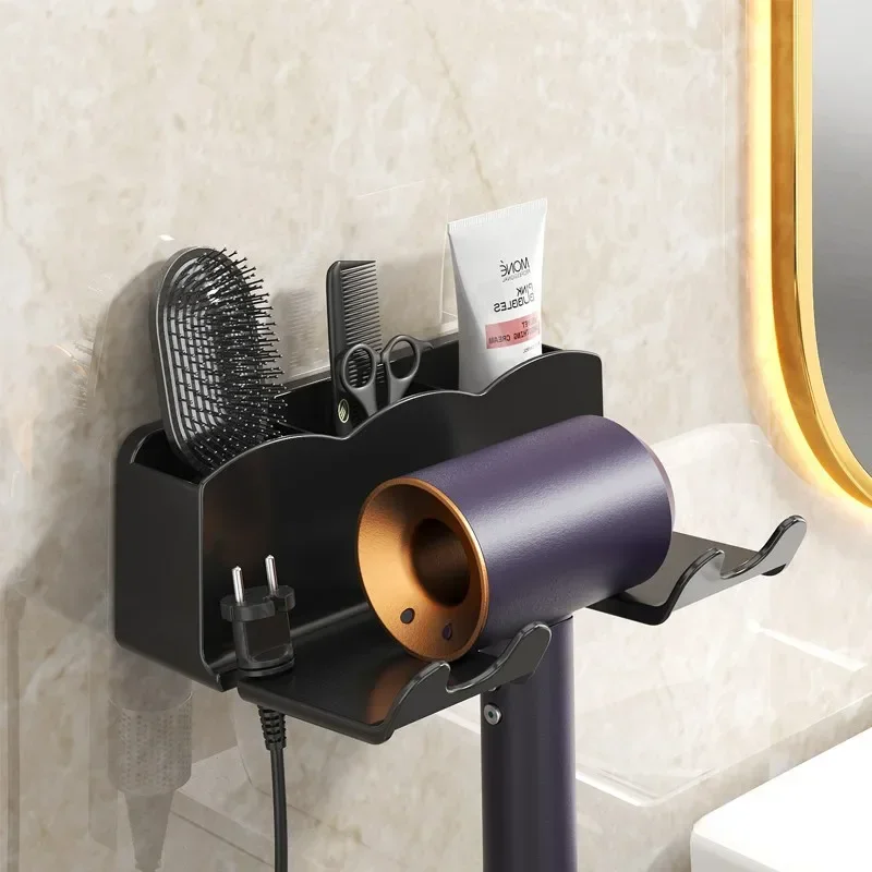 

Hair Dryer Holder Bathroom Shelf for Shaver Straightener Plug-In Storage Rack Wall-Mounted Organizer Bathroom Accessories