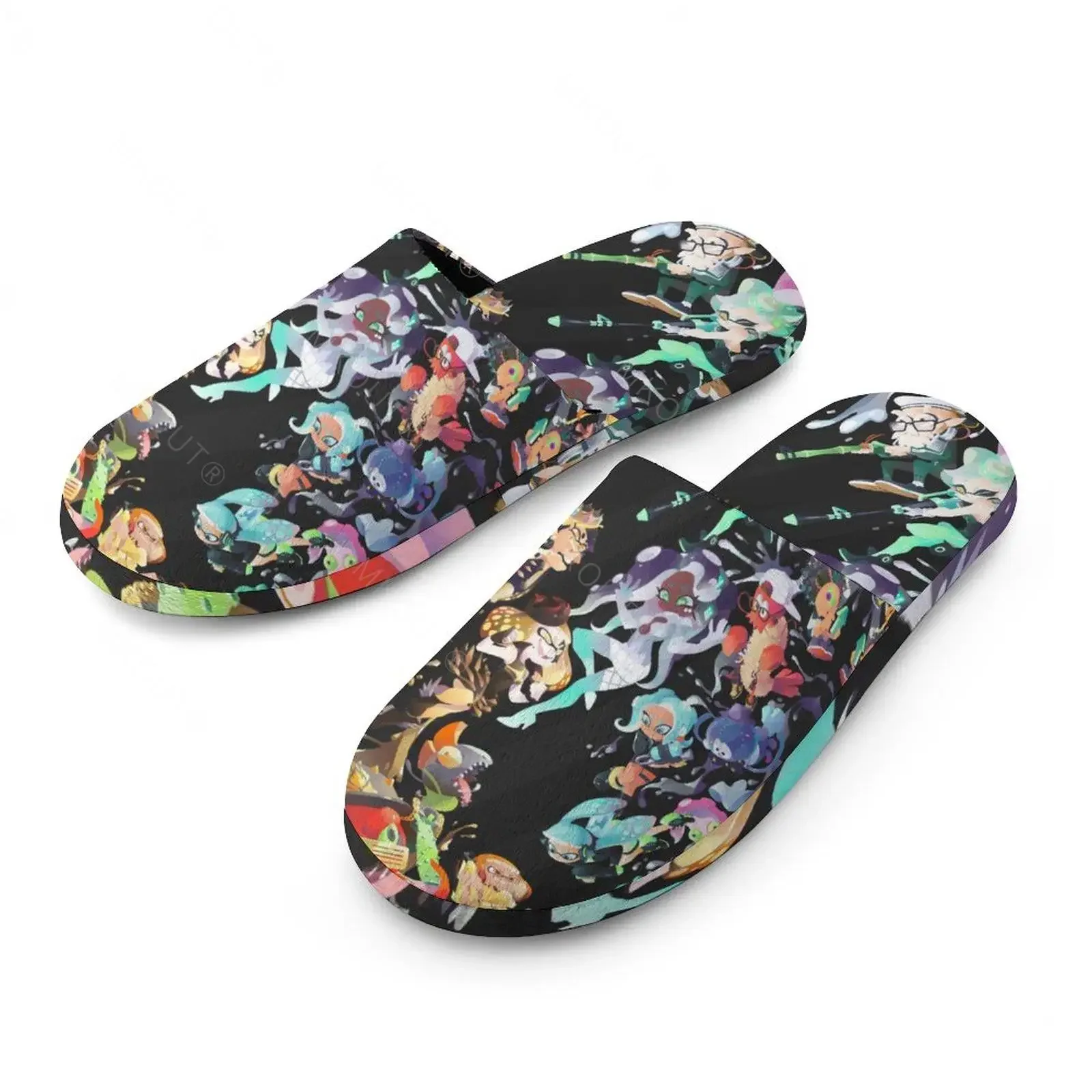 Splatoon 5 Warm Cotton Slippers For  Men Women Thick Soft Soled Non-Slip Fluffy Shoes  Indoor House Slippers Shark