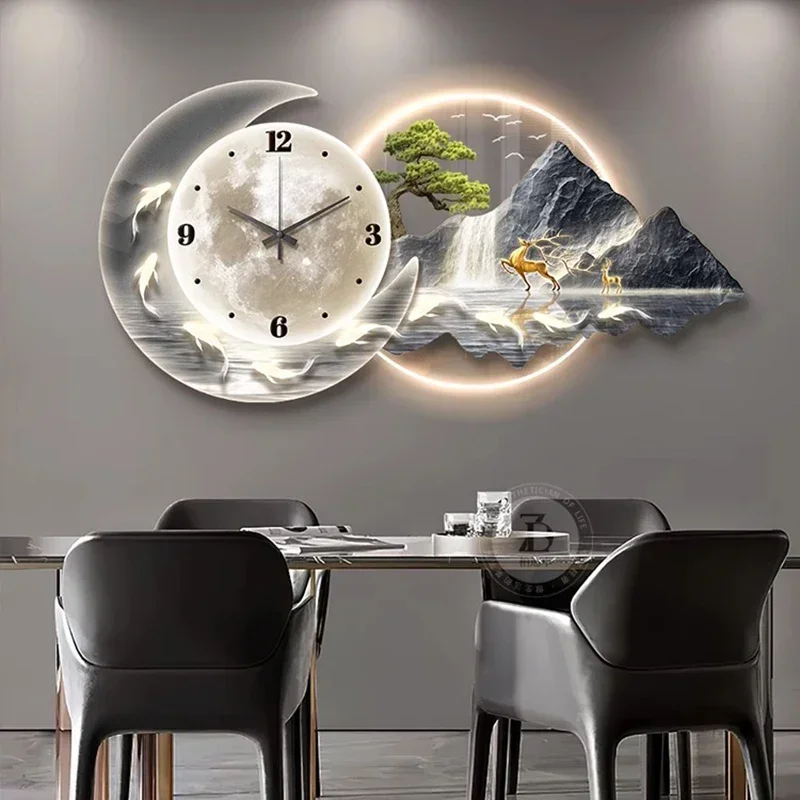 Chinesischen Stil Schlafzimmer Wanduhren Küche Moderne Alarm Nordic Große Größe Kunst Wandbild Wand Uhr Luxus Duvar Saati 4