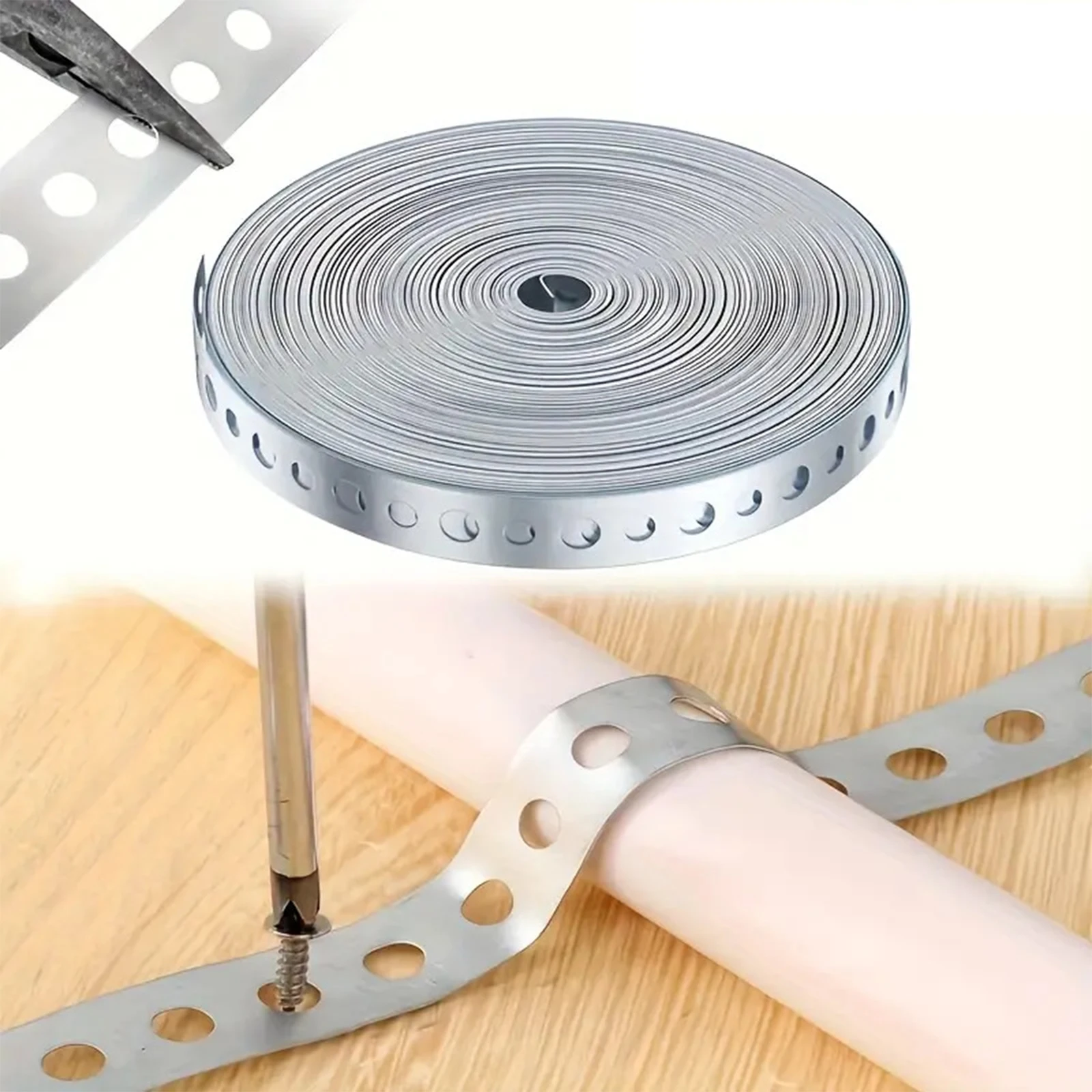 Galvanized Metal Strapping with Pre-Punched Holes for Pipe Support and Sheet Metal Processing, 15m Roll