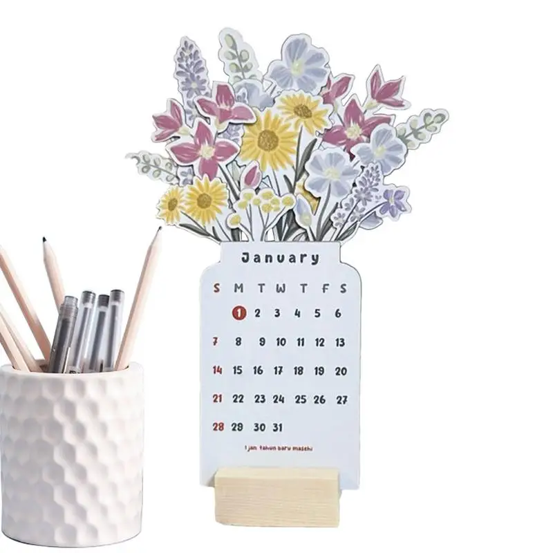 

Bloomy Flowers Desk Calendars Eye-Catching Floral Calendar 12 Months Desk Calendars Desk Schedule Reminders For Dining Table