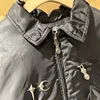 Winter New Men's Streetwear Thug Club Jacket Star Studded Metal Zipper Bomber Flight Jackets Heavy Cotton Coats 4