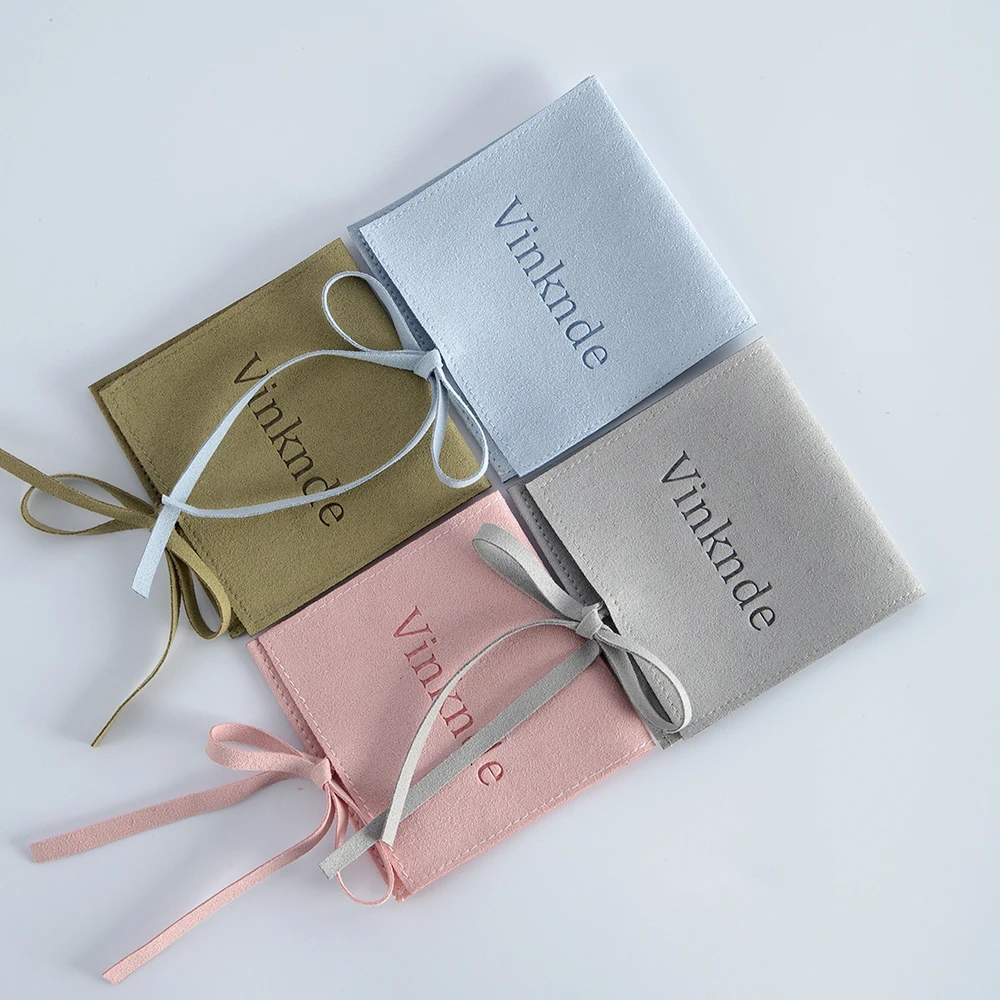 50pcs Microfiber Jewelry Packaging Gift Bags Custom Logo Velvet Wedding Favors Candy Goodie Bag Small Size Rings Organizer Pouch