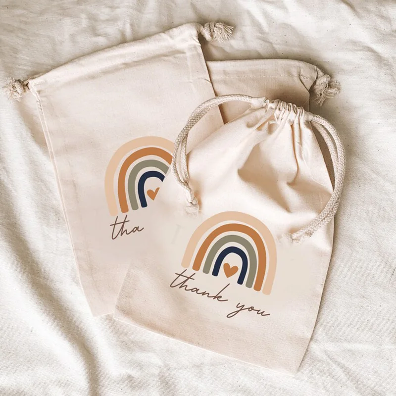 5pcs rainbow Thank You gift Bags Boho boy girl Baby Shower Wedding engagement birthday bridal shower decoration welcome sign
