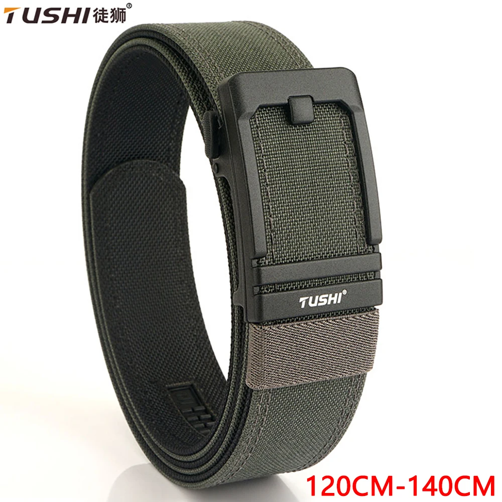 

TUSHI New Tactical Pistol Airsoft Belt for Men Metal Automatic Buckle Military Belt 140CM Tight Nylon Casual Belt Male Girdle