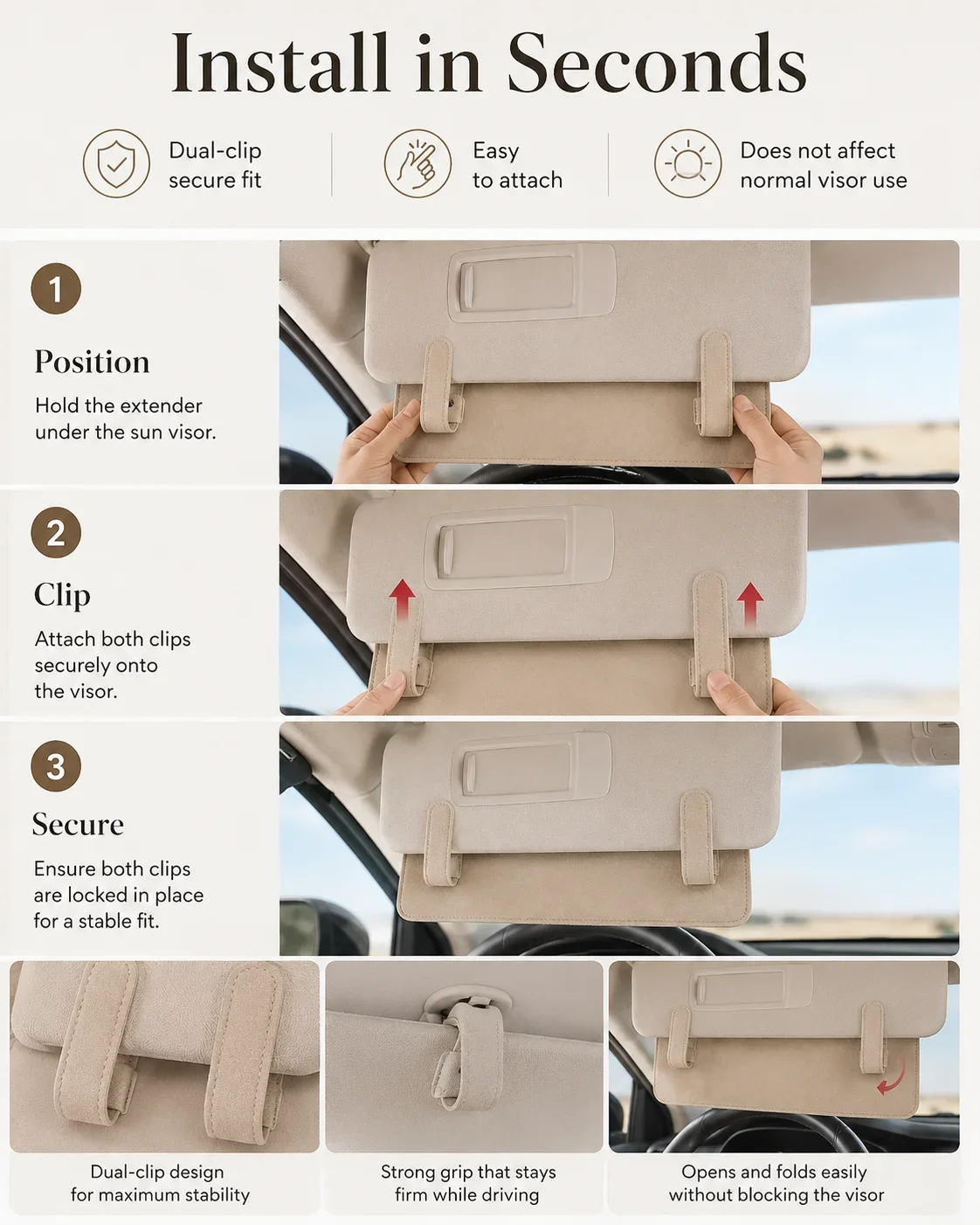 Estensore Parasole per Cruscotto Auto, Nuova Protezione Solare per Interni Veicoli, Accessorio di Protezione Solare per Auto - immagine 4