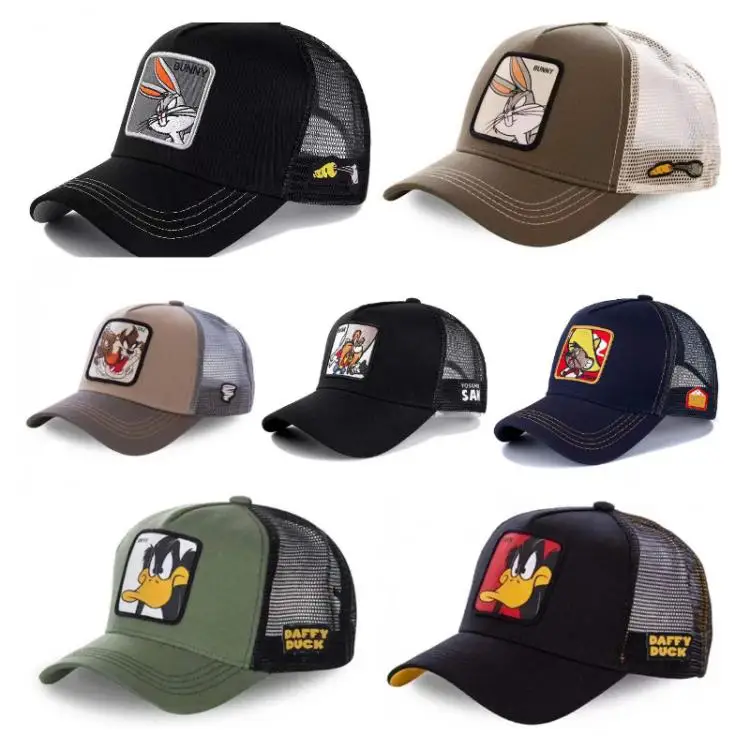 サイ 5-Panel Trucker Hat Mesh Baseball Cap with Anime Cartoon Animal