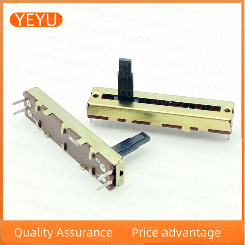 45mm B20K 4-pin Single Straight Slide Potentiometer 2PCS Power Amplifier Audio Mixer Fader Tone Volume Control