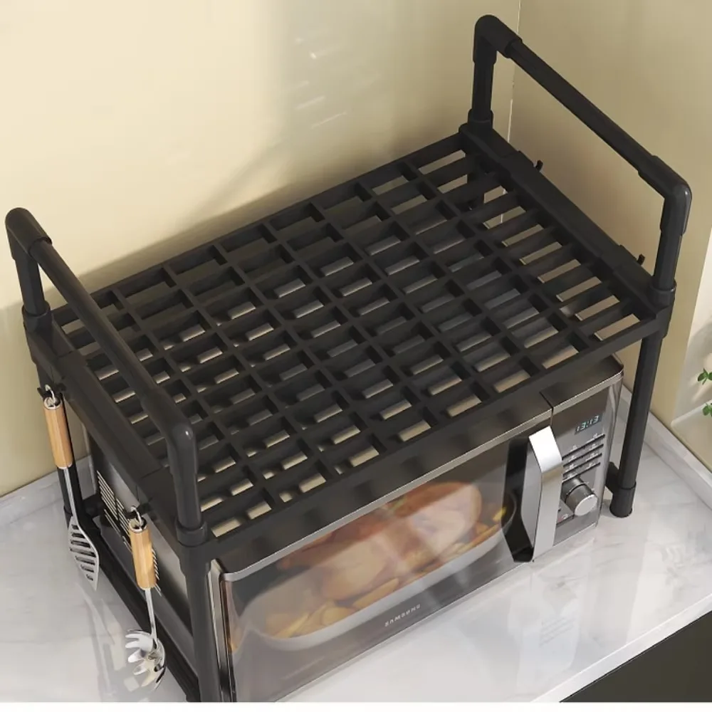 Kitchen Elevated Design Seasoning Rack Microwave Storage Rack Bilayer Oven Modern Minimalism Kitchen Accessories Organizer