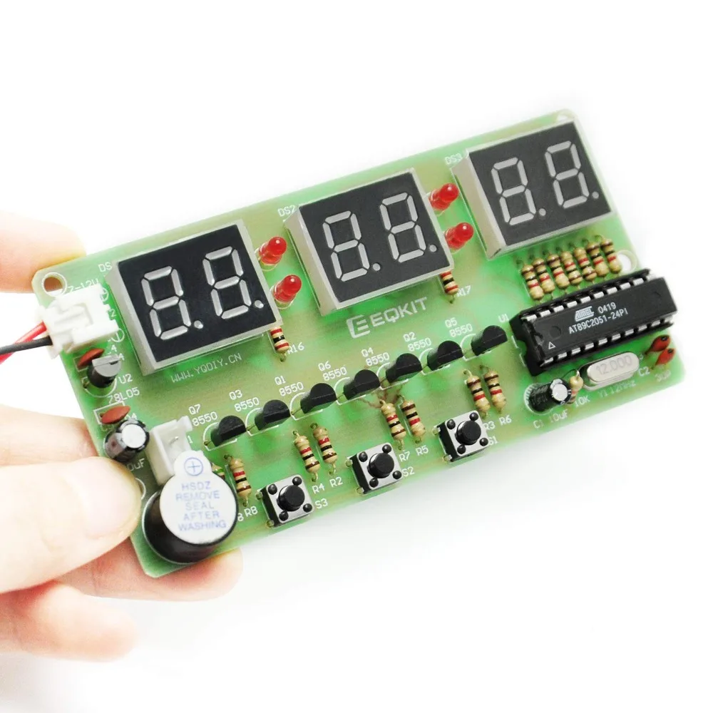 구리 디지털 LED 전자 시계 DIY 키트, 녹색 플라스틱 다기능 6 자리 전자 시계, 블랙 10-20mA