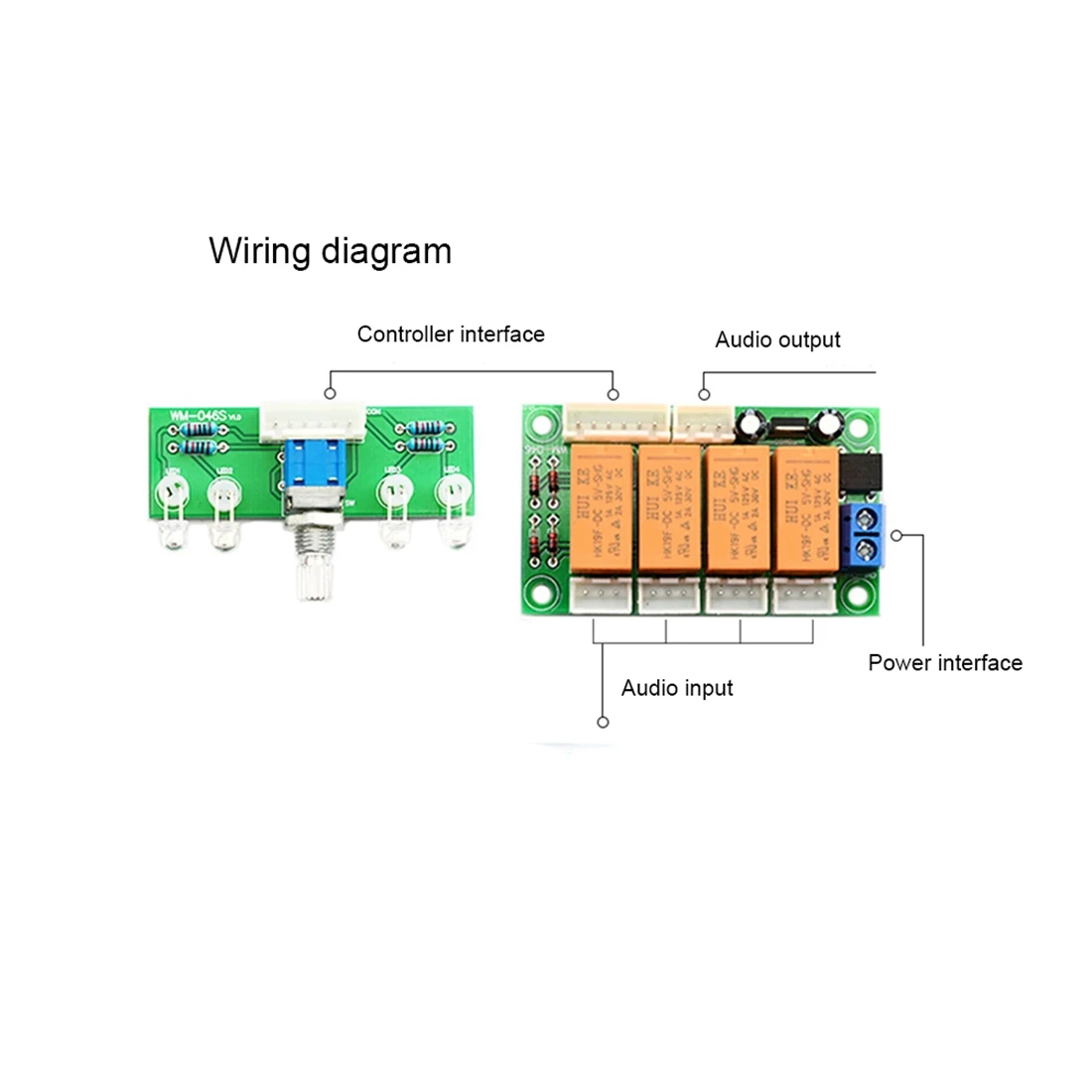 Relay 4-Way Audio Input Signal Selector Switching RCA Audio Input Selection Board of Rotary Switching